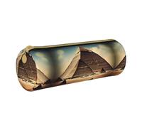 WXZYFP Dreaming of the Pyramids of Khufu Environmentally friendly cross-grain leather pencil case, lightweight and portable, suitable for daily use.