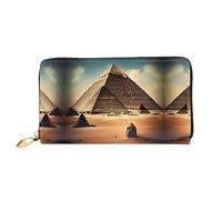 WXZYFP Dreaming of the Pyramids of Khufu Leather long wallet, double-sided printing, microfiber leather material, unisex, waterproof and durable, Black, One Size