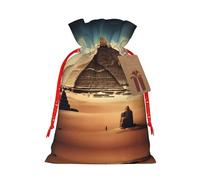 WXZYFP Dreaming of the Pyramids of Khufu Linen drawstring gift bag, Christmas, birthday, party gift packaging, easy to wash