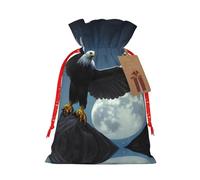 WXZYFP Eagle under the stars Linen drawstring gift bag, Christmas, birthday, party gift packaging, easy to wash