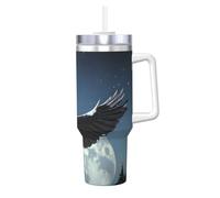 WXZYFP Eagle under the stars Stainless steel travel mug with ceramic coating, leak-proof double-walled iced coffee mug with filter for hot and cold drinks.