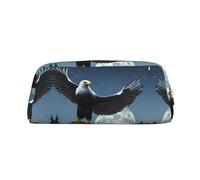WXZYFP Eagle under the stars The pencil case is made of cross-grain leather (PVC), 100% polyester lining, and full-screen printing