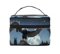 WXZYFP Eagle under the stars Travel cosmetic bag, essential for outdoor travel enthusiasts, has a simple internal structure.