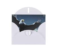 WXZYFP Eagle under the stars White Pearlescent paper greeting cards, shining on both sides, suitable for holiday greetings.