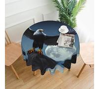 WXZYFP Eagle Under The starsSingle-Sided Printed Round Tablecloth, Suitable for Different Occasions and Washable