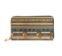 WXZYFP Egyptian Pharaonic Frescoes Leather long wallet, double-sided printing, microfiber leather material, unisex, waterproof and durable