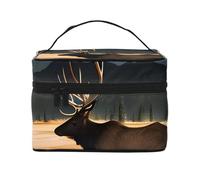 WXZYFP Elk in the meadow Multifunctional portable cosmetic bag with internal and external layered design, easy to organize various supplies.