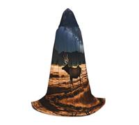 WXZYFP Elk in the meadow Small hooded cape for teenagers, suitable for Halloween and theme parties, easy to wash and care.