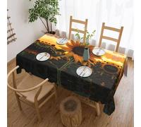 WXZYFP Farm Sunflower Long Printed Tablecloth, Suitable for Christmas, Halloween and Other Family Gatherings to Decorate Your Desktop.