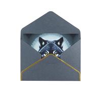 WXZYFP Fierce wolf head Black Gold-edged pearlescent paper greeting card, the paper is thick and tough, and it can be opened and closed by folding.