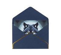 WXZYFP Fierce wolf head Blue Gold-edged pearlescent paper greeting card, the paper is thick and tough, and it can be opened and closed by folding.