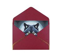 WXZYFP Fierce wolf head Dark Red Gold-edged pearlescent paper greeting card, the paper is thick and tough, and it can be opened and closed by folding.