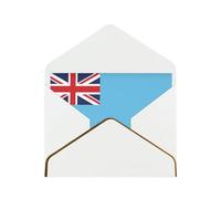 WXZYFP Fiji Flag White Gold-edged pearlescent paper greeting card, the paper is thick and tough, and it can be opened and closed by folding.