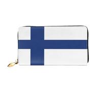 WXZYFP Finnish flag Leather long wallet, double-sided printing, microfiber leather material, unisex, waterproof and durable