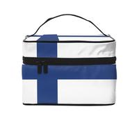 WXZYFP Finnish flag Multifunctional portable cosmetic bag with internal and external layered design, easy to organize various supplies.