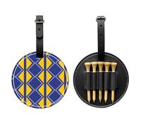 WXZYFP Flag of Bosnia and Herzegovina Black Single-sided printed PU leather golf tee storage bag, 5-tack design with a 20cm belt clip.