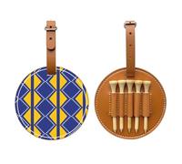 WXZYFP Flag of Bosnia and Herzegovina Brown Single-sided printed PU leather golf tee storage bag, 5-tack design with a 20cm belt clip.