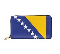 WXZYFP Flag of Bosnia and Herzegovina Leather long wallet, double-sided printing, microfiber leather material, unisex, waterproof and durable