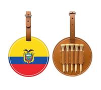 WXZYFP Flag of Ecuador Brown Single-sided printed PU leather golf tee storage bag, 5-tack design with a 20cm belt clip.