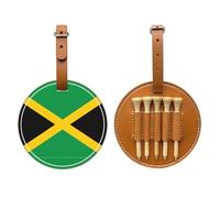 WXZYFP Flag of Jamaica Brown Single-sided printed PU leather golf tee storage bag, 5-tack design with a 20cm belt clip.