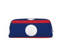 WXZYFP Flag of Laos The pencil case is made of cross-grain leather (PVC), 100% polyester lining, and full-screen printing