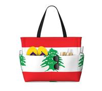 WXZYFP Flag of Lebanon It is a large-capacity beach travel bag made of 100% polyester and has 7 pockets that can hold a lot of items.