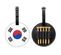 WXZYFP Flag of Republic of Korea Black Single-sided printed PU leather golf tee storage bag, 5-tack design with a 20cm belt clip.