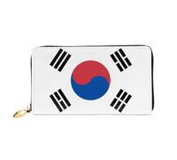 WXZYFP Flag of Republic of Korea Leather long wallet, double-sided printing, microfiber leather material, unisex, waterproof and durable