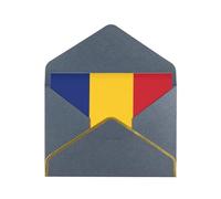 WXZYFP Flag of Romania Black Gold-edged pearlescent paper greeting card, the paper is thick and tough, and it can be opened and closed by folding.