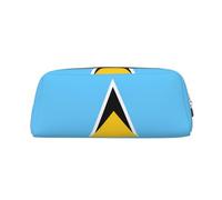 WXZYFP Flag of Saint Lucia The pencil case is made of cross-grain leather (PVC), 100% polyester lining, and full-screen printing