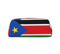 WXZYFP Flag of South Sudan The pencil case is made of cross-grain leather (PVC), 100% polyester lining, and full-screen printing
