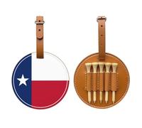 WXZYFP Flag of Texas Brown Single-sided printed PU leather golf tee storage bag, 5-tack design with a 20cm belt clip.