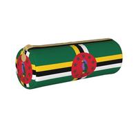WXZYFP Flag of the Commonwealth of Dominica Environmentally friendly cross-grain leather pencil case, lightweight and portable, suitable for daily use.