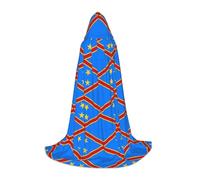 WXZYFP Flag of the Congo Large hooded cape for teenagers, suitable for Halloween and theme parties, easy to wash and care.
