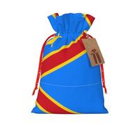 WXZYFP Flag of the Congo Linen drawstring gift bag, Christmas, birthday, party gift packaging, easy to wash