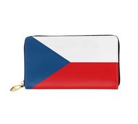 WXZYFP Flag of the Czech Republic Leather long wallet, double-sided printing, microfiber leather material, unisex, waterproof and durable, Black, One Size