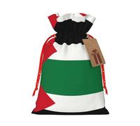 WXZYFP Flag of the State of Palestine Linen drawstring gift bag, Christmas, birthday, party gift packaging, easy to wash