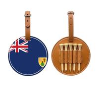 WXZYFP Flag of the Turks and Caicos Islands Brown Single-sided printed PU leather golf tee storage bag, 5-tack design with a 20cm belt clip.
