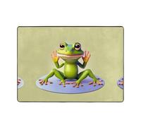 WXZYFP Flannel Anti-Slip Area Rug 80x58 inches, Non-Slip, Absorbent, Soft, Suitable for Living Room and Bedroom.The Funny Frog Doing Yoga