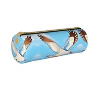 WXZYFP Flying Seagulls Environmentally friendly cross-grain leather pencil case, lightweight and portable, suitable for daily use.