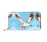 WXZYFP Flying Seagulls Leather long wallet, double-sided printing, microfiber leather material, unisex, waterproof and durable, Black, One Size