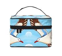 WXZYFP Flying Seagulls Multifunctional portable cosmetic bag with internal and external layered design, easy to organize various supplies.