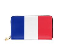 WXZYFP French flag Leather long wallet, double-sided printing, microfiber leather material, unisex, waterproof and durable