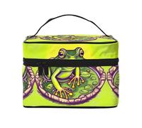 WXZYFP Frog in a pond Multifunctional portable cosmetic bag with internal and external layered design, easy to organize various supplies.
