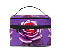 WXZYFP Fuchsia Rose Travel cosmetic bag, essential for outdoor travel enthusiasts, has a simple internal structure., Black, One Size