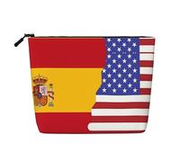 WXZYFP Full-print 100% polyester single-layer imitation linen cosmetic bag, suitable for daily travelAmerican Spain Flag