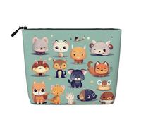 WXZYFP Full-print 100% polyester single-layer imitation linen cosmetic bag, suitable for daily travelCute little animals
