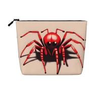 WXZYFP Full-print 100% polyester single-layer imitation linen cosmetic bag, suitable for daily travelCute little red spider