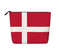 WXZYFP Full-print 100% polyester single-layer imitation linen cosmetic bag, suitable for daily travelDanish flag