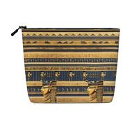 WXZYFP Full-print 100% polyester single-layer imitation linen cosmetic bag, suitable for daily travelEgyptian Pharaonic Frescoes
